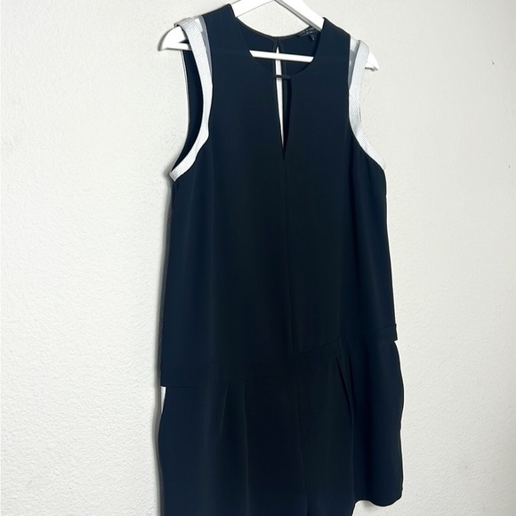 Rag & Bone Lana Leather Trim Black Romper - Picture 3 of 6